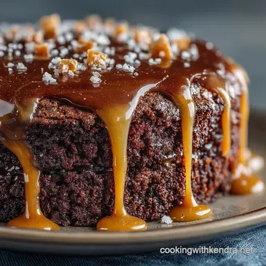 Fudgy Salted Caramel Brownie Cake Recipe The Sticky Showstopper Recipe Card