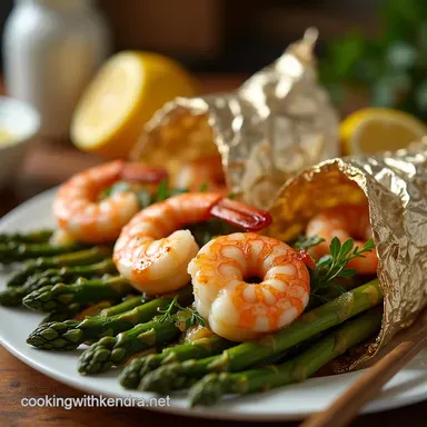 Easy Lemon Garlic Butter Shrimp and Asparagus Foil Packs Recipe Card
