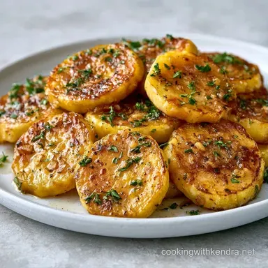 Crispy Garlic Herb Roasted Summer Squash Recipe Card