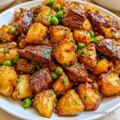 German Beef Potato Skillet One-Pot Recipe Card