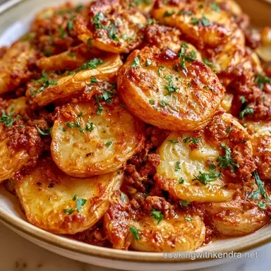 German Ground Beef Potato Bake for 6 Recipe Card