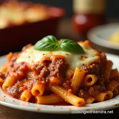 Grandmas Rockin Baked Ziti with Beef Comfort Food Recipe Card