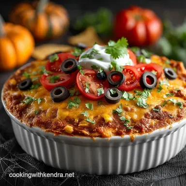 Halloween Potluck Dishes: Spooky 7-Layer Dip Recipe Card