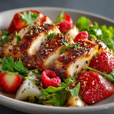 Vibrant Strawberry Chicken Salad with Raspberry Poppyseed Vinaigrette Recipe Card
