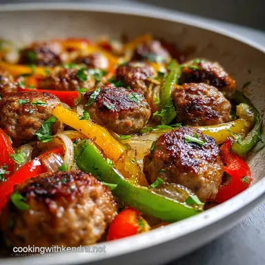Ground Italian Sausage Recipe with Peppers in 25 Minutes Recipe Card