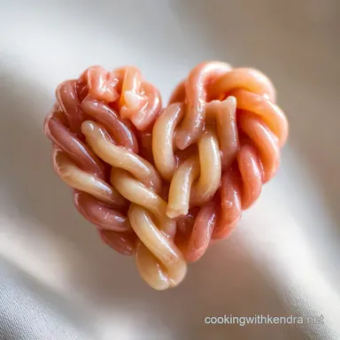 Valentines Food Idea with Heart Shaped Pasta - Romantic 20-Minute Meal Recipe Card