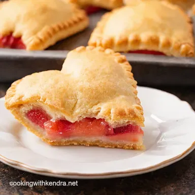 Valentines Snacks HeartShaped Strawberry Rhubarb Hand Pies Recipe Card