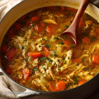 Rotisserie Chicken Soup Recipe: Velvety Comfort in One Pot Recipe Card