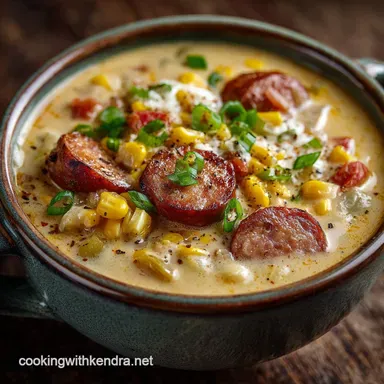 Proper Comfort Creamy Smoked Sausage Corn Chowder Recipe Recipe Card