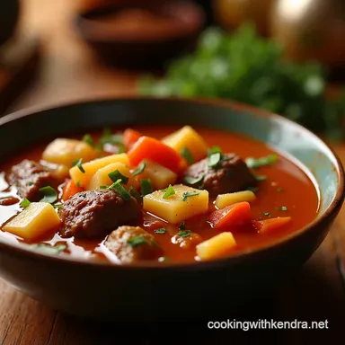 Hearty Homestyle Vegetable Beef Soup Recipe Slow Simmered Recipe Card