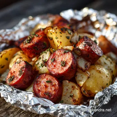 Campfire Foil Packets: Smoky Kielbasa, Potato Herb Meals Recipe Card