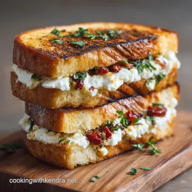 Mediterranean Grilled Cheese Sandwich UltraCrispy Feta Mozzarella Recipe Card