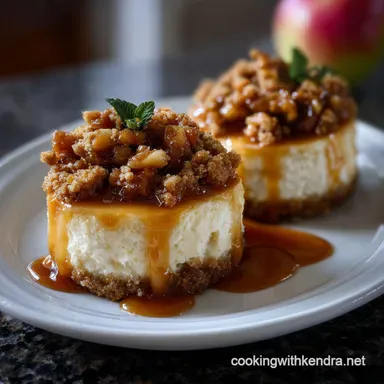 Mini Caramel Apple Cheesecake with Cinnamon Streusel Recipe Card
