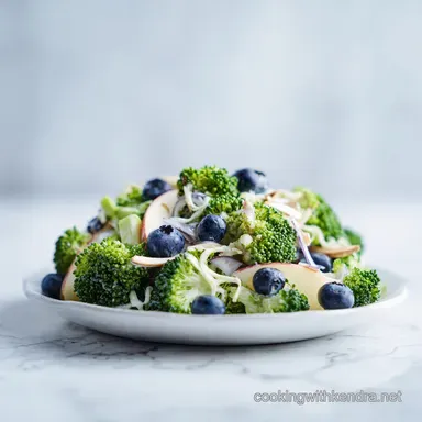 No Mayo Broccoli Salad with Blueberries and Apple in 15 Minutes