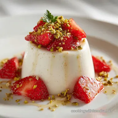 White Chocolate Mousse with Strawberries and Pista The Elegant NoGelatine Recipe Recipe Card