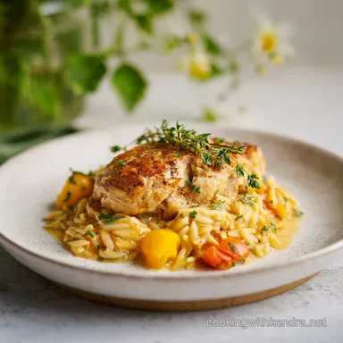 Chicken and Orzo with Lemon Brightness for 4 Servings Recipe Card