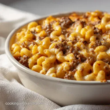 Ground Beef and Pasta Dishes: Creamy One-Pot Macaroni Bake Recipe Card