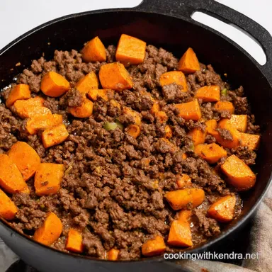 OnePan Ground Beef Sweet Potato Skillet Weeknight Winner Recipe Card