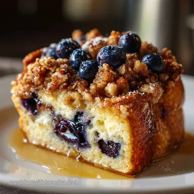 Overnight Blueberry French Toast Bake Lemon Brioche Streusel Topping Recipe Card