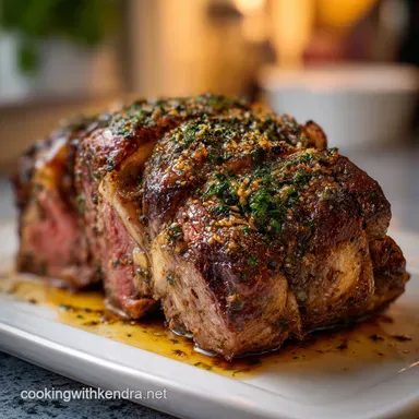 Ribeye Roast: Reverse-Seared Perfection with Garlic Herb Crust Recipe Card