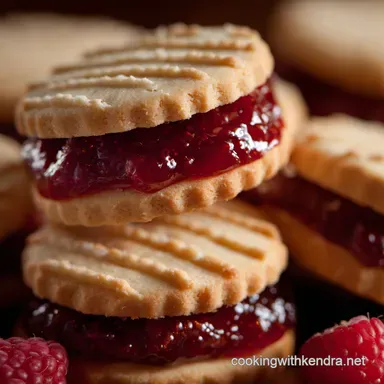 Sandwich cookies Gourmet Vanilla Bean Shortbread Raspberry Filling Recipe Card