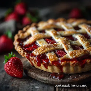 Rustic Farmhouse Strawberry Pie Flaky Crust Bright Fresh Filling Recipe Card