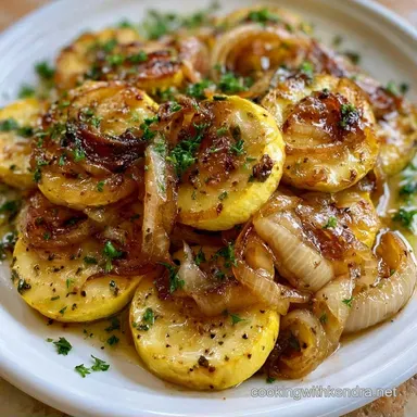 Sauteed Summer Squash and Onions: Garlic Recipe Card