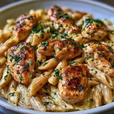 Savory Wheat Pasta Dish with Chicken Recipe Card