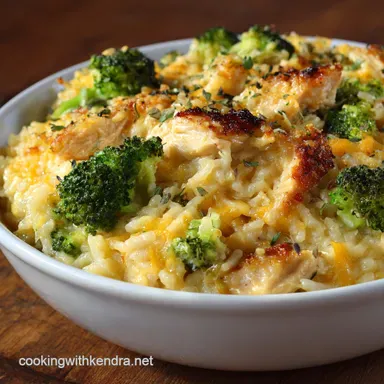 Chicken Broccoli Rice and Cheese Casserole: Scratch Sauce Comfort Bake
