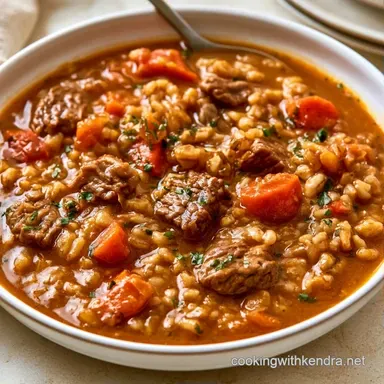 Slow Cooker Beef Barley Soup: 8 Hours Recipe Card