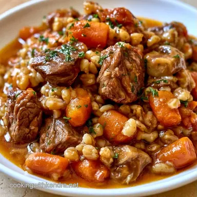 Beef Mushroom Barley Soup for 8 Servings Recipe Card
