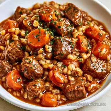Slow Cooker Beef Barley Stew for 8 Recipe Card