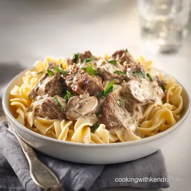 Slow Cooker Beef Stroganoff for 6 Servings Recipe Card