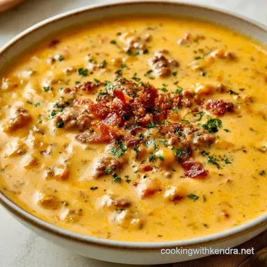 Slow Cooker Cheeseburger Soup with Bacon Recipe Card