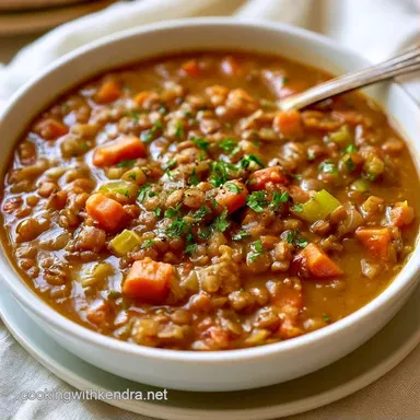 Slow Cooker Lentil Soup for 8 Servings Recipe Card