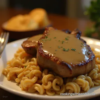 Tender Slow Cooker Pork Chops with Velvety Gravy Easy Dinner Recipe Card