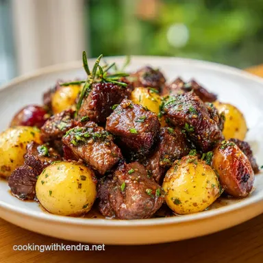Slow Cooker Garlic Butter Steak Bites with Potatoes for 6 Servings