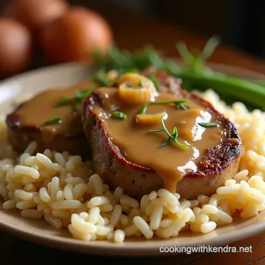 Smothered Country Pork Chops with Creamy Onion Gravy Recipe Card