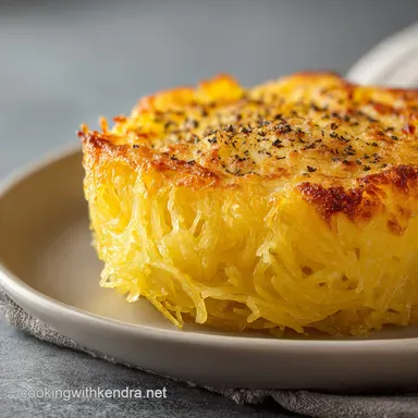 Spaghetti Squash Au Gratin: Crispy Baked Recipe Card