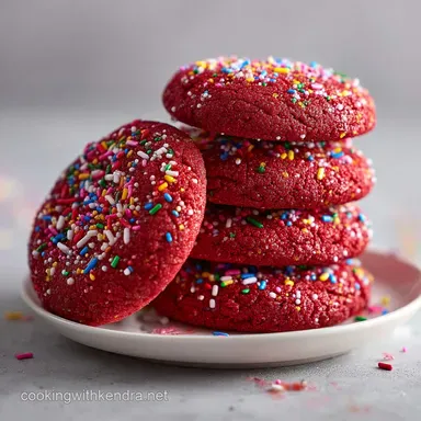 Sparkly Red Velvet Cookies: Cheesecake Stuffed for 18 Servings Recipe Card