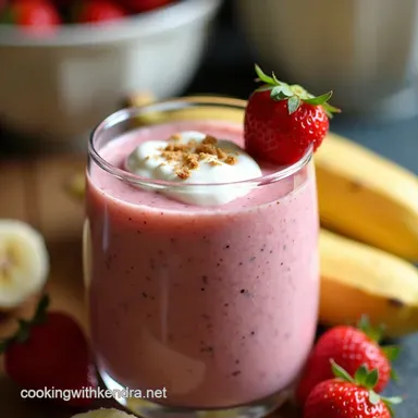 My Easy Strawberry Banana Smoothie with Yogurt Ready in 5 Recipe Card