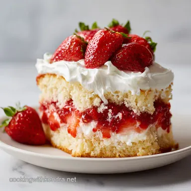 Strawberry Poke Cake Recipe: Fluffy Cake for 12 Servings Recipe Card