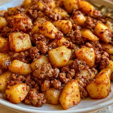 TexMex Beef and Potato Skillet: Crispy Recipe Card