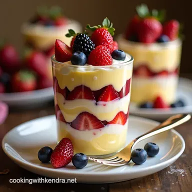 The Crown Jewel Berry Trifle with Lemon Sponge Custard Recipe Card