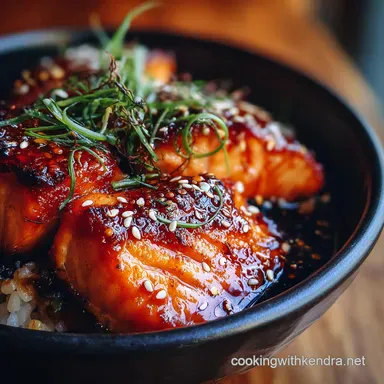 Easy Honey Sriracha Salmon Bowls Sticky Glaze High Protein 30Minute Dinner Recipe Card