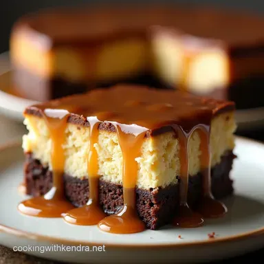 Ultimate Caramel Brownie Cheesecake Recipe Fudgy Tangy Recipe Card