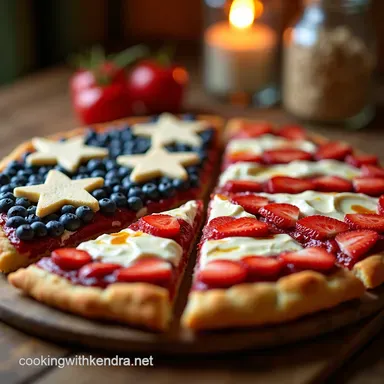Easy July 4th Flag Dessert Pizza with Cookie Crust Recipe Card