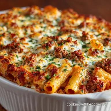 Baked Ziti with Ricotta and Ragu Easy Make-ahead Recipe Recipe Card