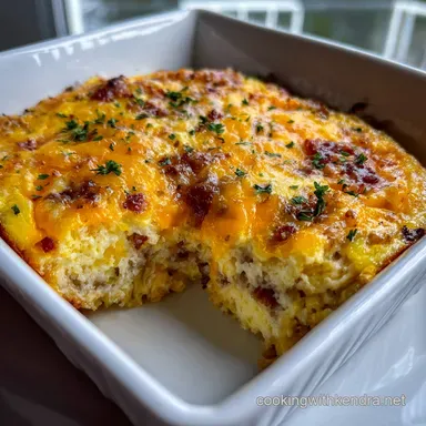 Egg Casserole with Hashbrowns: Hearty Cheddar Bake Recipe Card