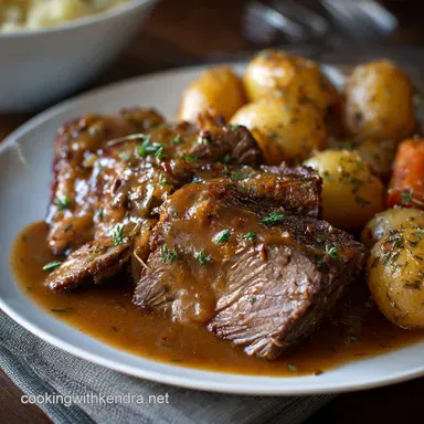Foolproof Sunday Slow Cooker Pot Roast ForkTender Beef Gravy Recipe Card